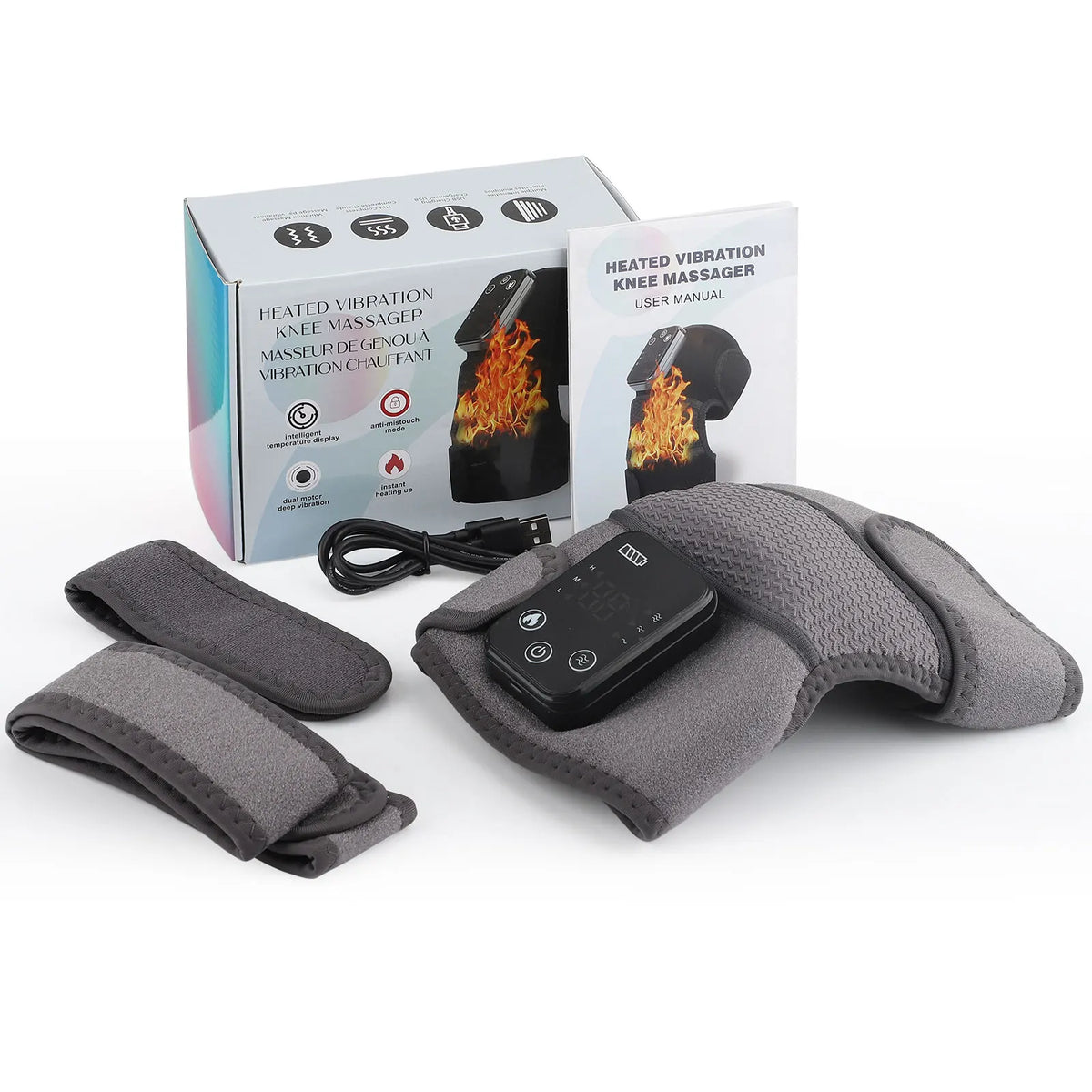 Appareil de massage intelligent pour genoux avec chauffage électrique, compresse chaude et vibration pour la protection des articulations, du cou et des épaules